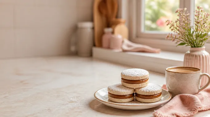 Dulces caseros en una cocina luminosa.